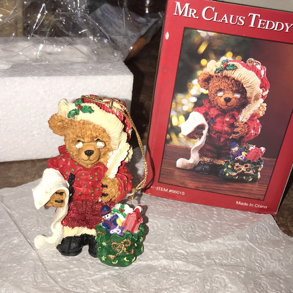 Mr Claus Teddy Bear w sack of gifts.  Adorable.